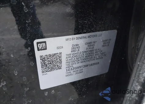 2024 Chevrolet Malibu Fwd Rs из США, поврежденный, VIN 1G1ZG5ST2RF183959